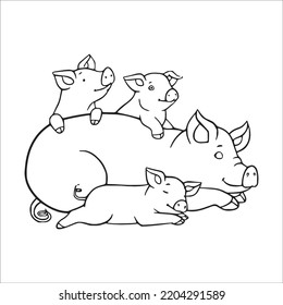 Cute Pig Coloring Book Pages Picturepig Stock Vector (Royalty Free ...