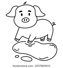 Cute Pig With coloring book pages picture