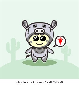 Cute pig costume character vector illustration