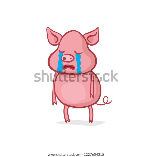 Cute Pig Crying Cartoon Illustration Stock Vector (Royalty Free ...