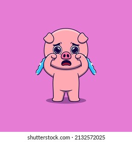 Cute Pig Crying With Tears