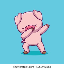 Cute pig dabbing cartoon illustration The Concept of Isolated Technology. Flat Cartoon Style Suitable for Landing Web Pages, Banners, Flyers, Stickers, Cards