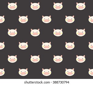 Cute pig design on black background pattern seamless wallpaper. Vector image