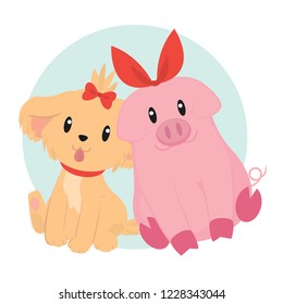 Cute Pig and Dog