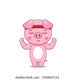 Cute pig doing workout Vector Design Illustration