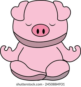 Cute pig doing yoga cartoon Art illustration.