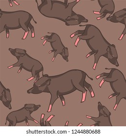 Cute pig doodle seamless pattern, Vector background design for fabric and decor
