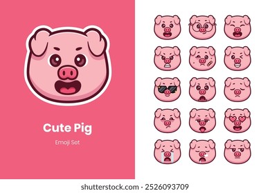 cute pig emoji sticker set