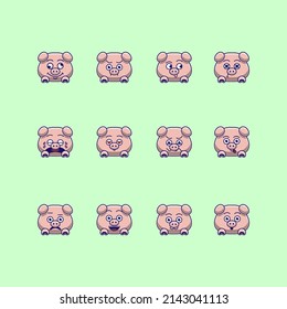 cute pig emoticon emoji bundle