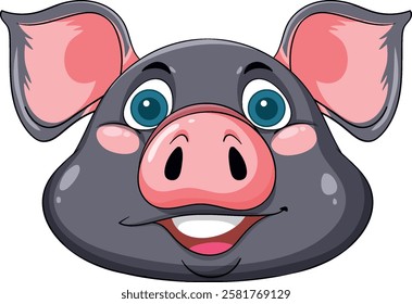 Cute pig face with big eyes and smile