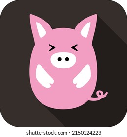 Cute pig face and body flat design, vector