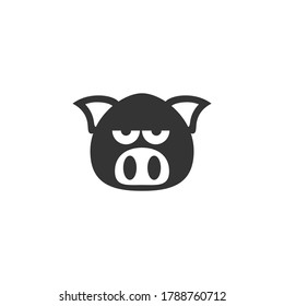 Cute Pig Face Silhouette Vector On A White Background