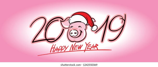 Cute Pig face vector silhouette - 2019 New Year symbol