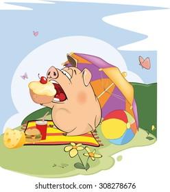 A cute pig farm animal cartoon 