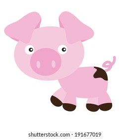  Cute pig farm vector illustration 