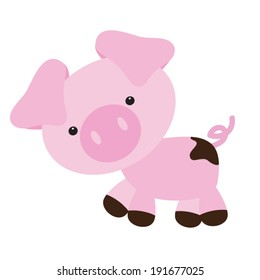  Cute pig farm vector illustration 