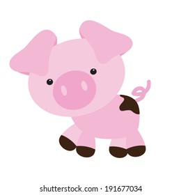  Cute pig farm vector illustration 