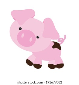  Cute pig farm vector illustration 