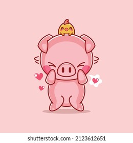 Cute pig is feeling love