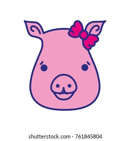 cute pig female wild animal vector illustration