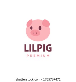 cute pig flat logo vector icon illustration