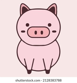  cute pig flat vector art