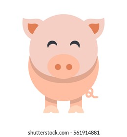 cute pig flat vector illustration 