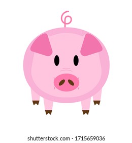 Cute Pig Front View vector illustration