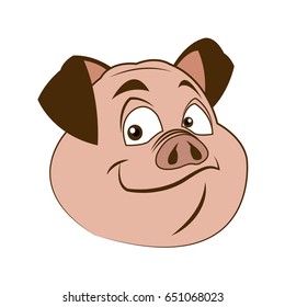 cute pig, funny piggy smiling vector illustration