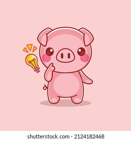 Cute pig get an idea cartoon