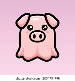 cute pig ghost character design