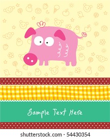 cute pig greeting card