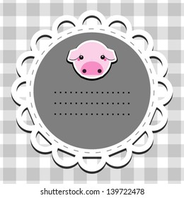 cute pig head cartoon with place for text