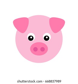 Cute pig head cartoon vector illustration icon. Isolated on white background.