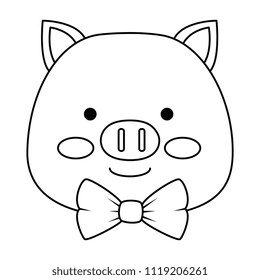 cute pig head character icon