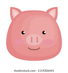 cute pig head character icon