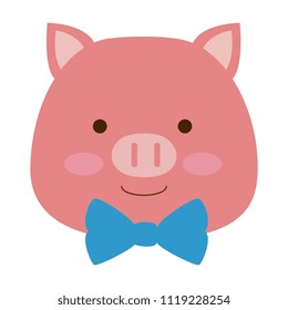 cute pig head character icon