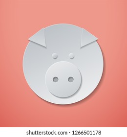 Cute pig head cut from geometric shapes, Vector illustration