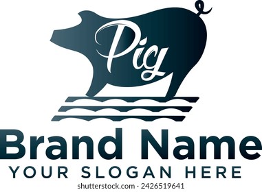 Cute pig head logo icon Royalty Free Vector logo for download