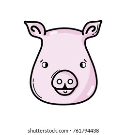 cute pig head wild animal vector illustration