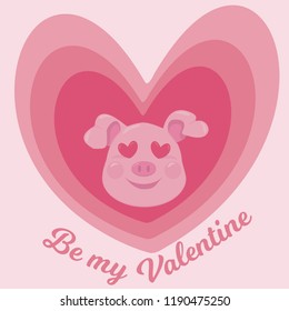 Cute pig in hearts for Saint Valentine's Day. Perfect for postcards and banners.