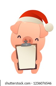 Cute pig holds in his hands blank isolated vector