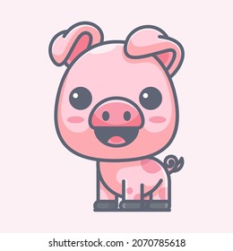 CUTE PIG ICON, LOGO, STICKER AND MASCOT
