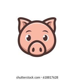 Cute Pig icon. Piggy logo