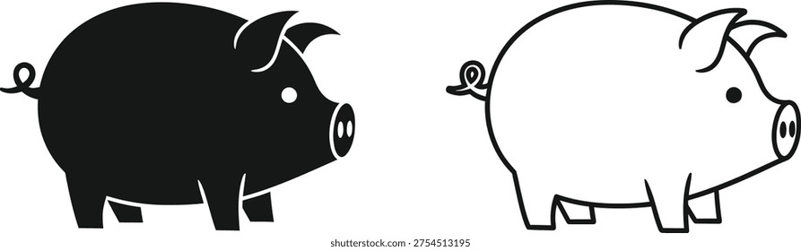 Cute Pig Icon Set Vector Illustration Vector