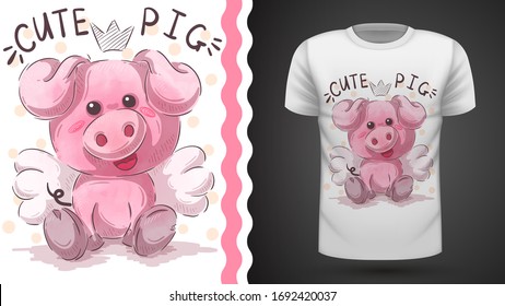 Cute pig - idea for print t-shirt
