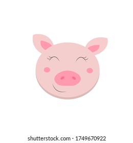 cute pig illustration, animal vector