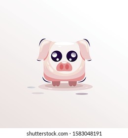 cute pig illustration cartoon vector