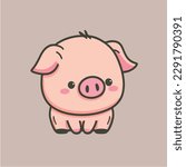 Cute Pig illustration Pig kawaii chibi vector drawing style Pig cartoon