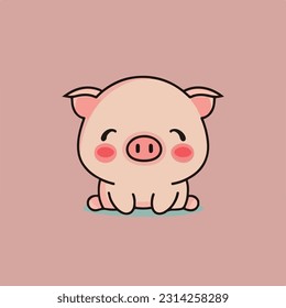 Cute Pig Illustration Pig kawaii chibi Vektorgrafik Schweinekartographie